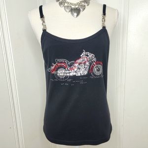 Biker Design Motorcycle Biker Embellished Cami & Bra 2X RUNS SMALL